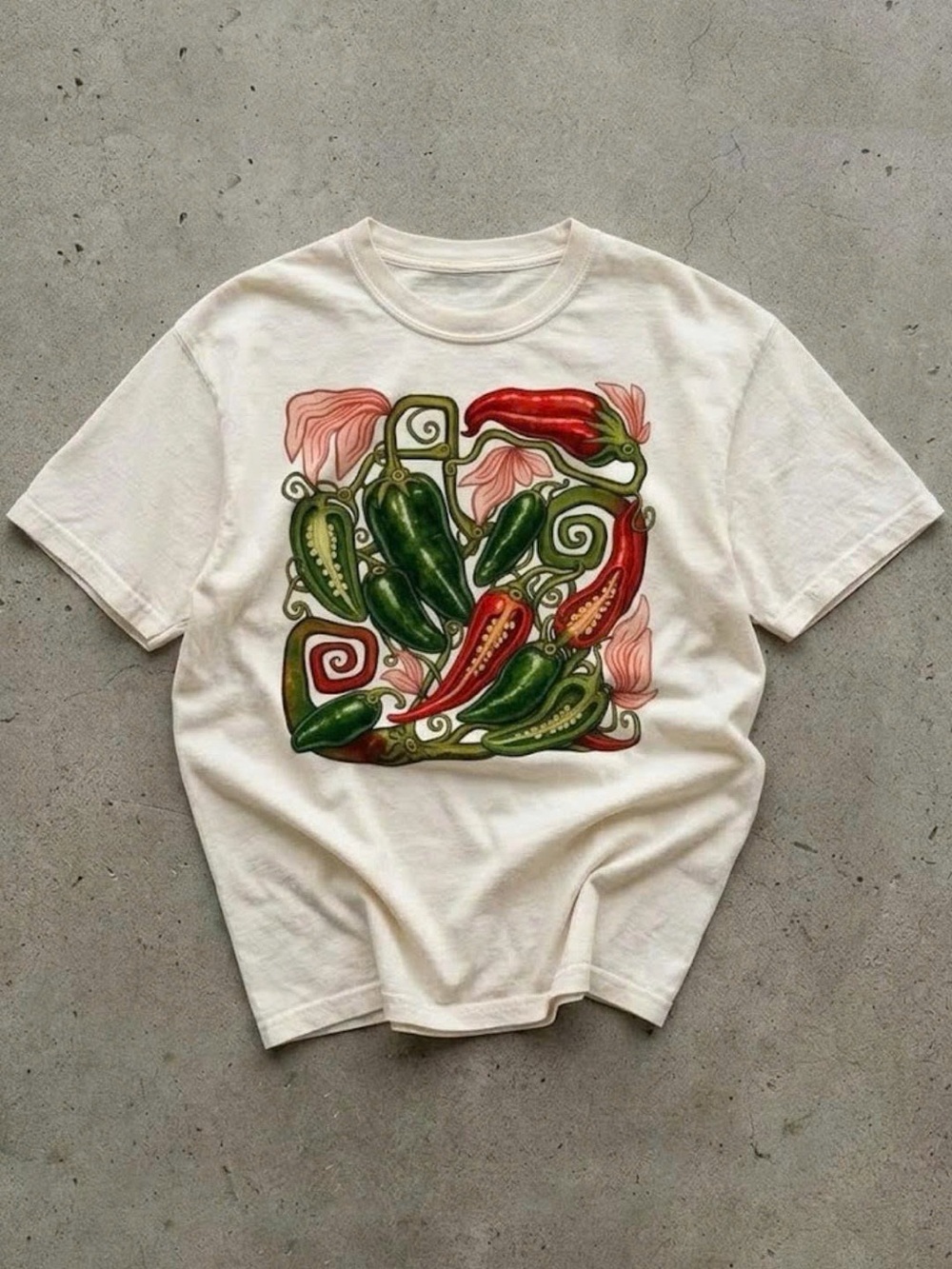 Playful vegetable artwork adds bright